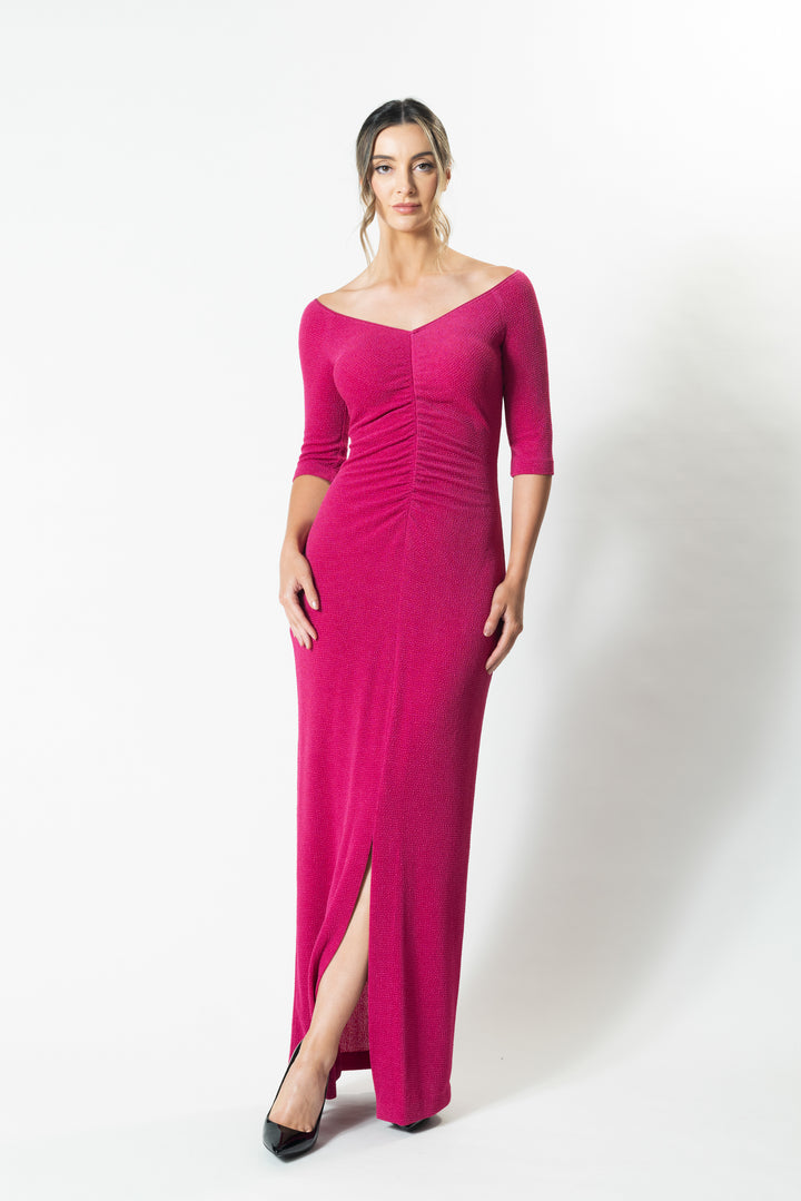 ARIA 3/4 Sleeve Gather Front Gown
