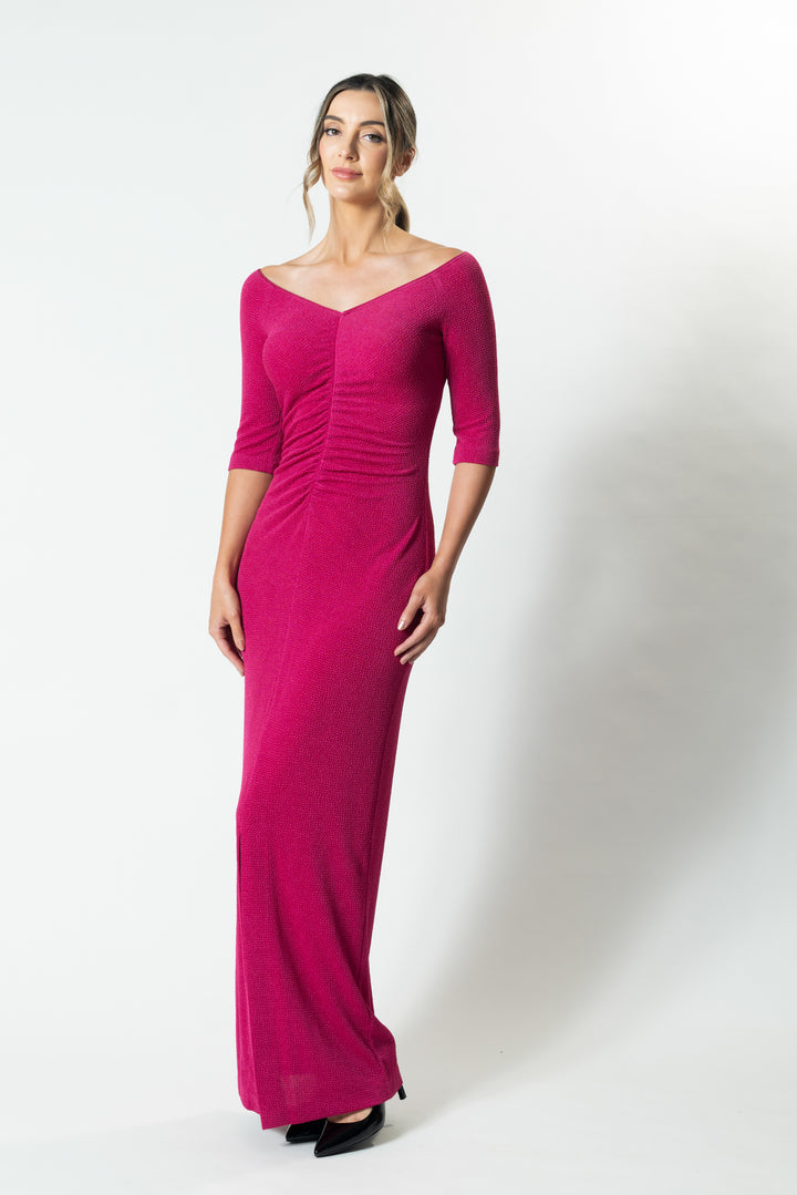 ARIA 3/4 Sleeve Gather Front Gown