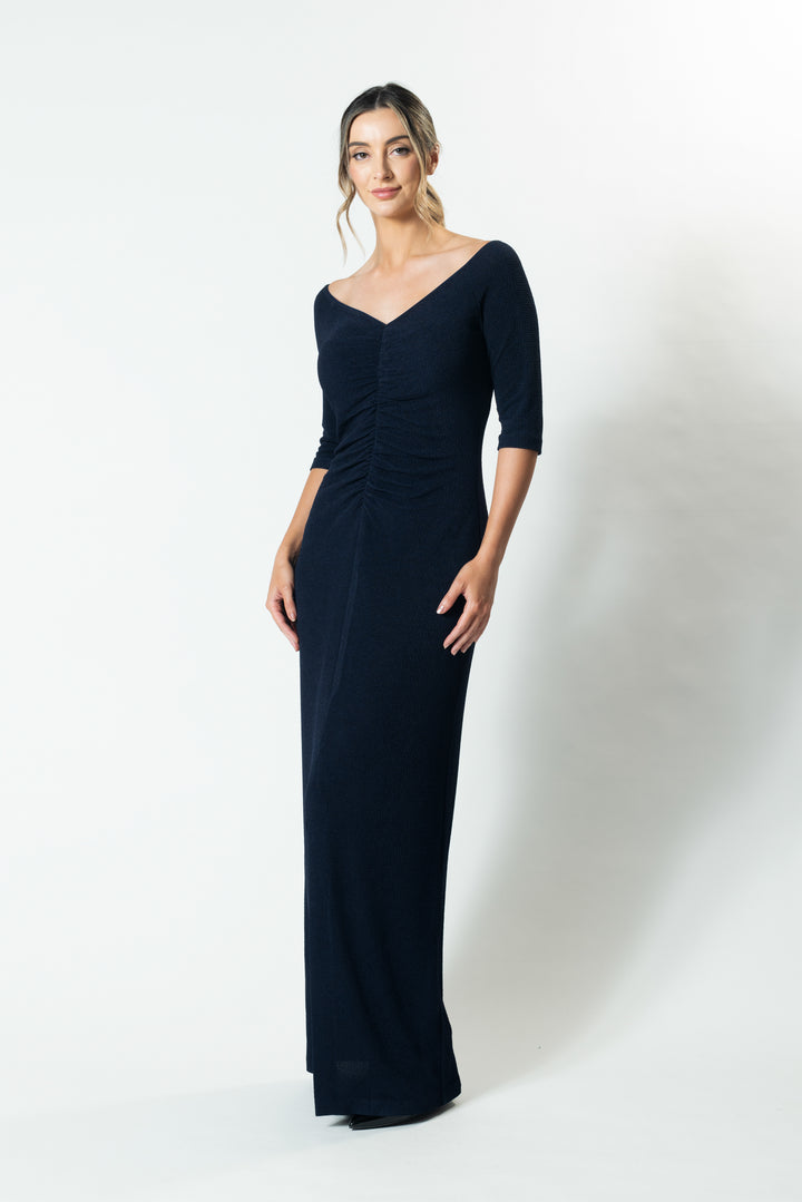 ARIA 3/4 Sleeve Gather Front Gown