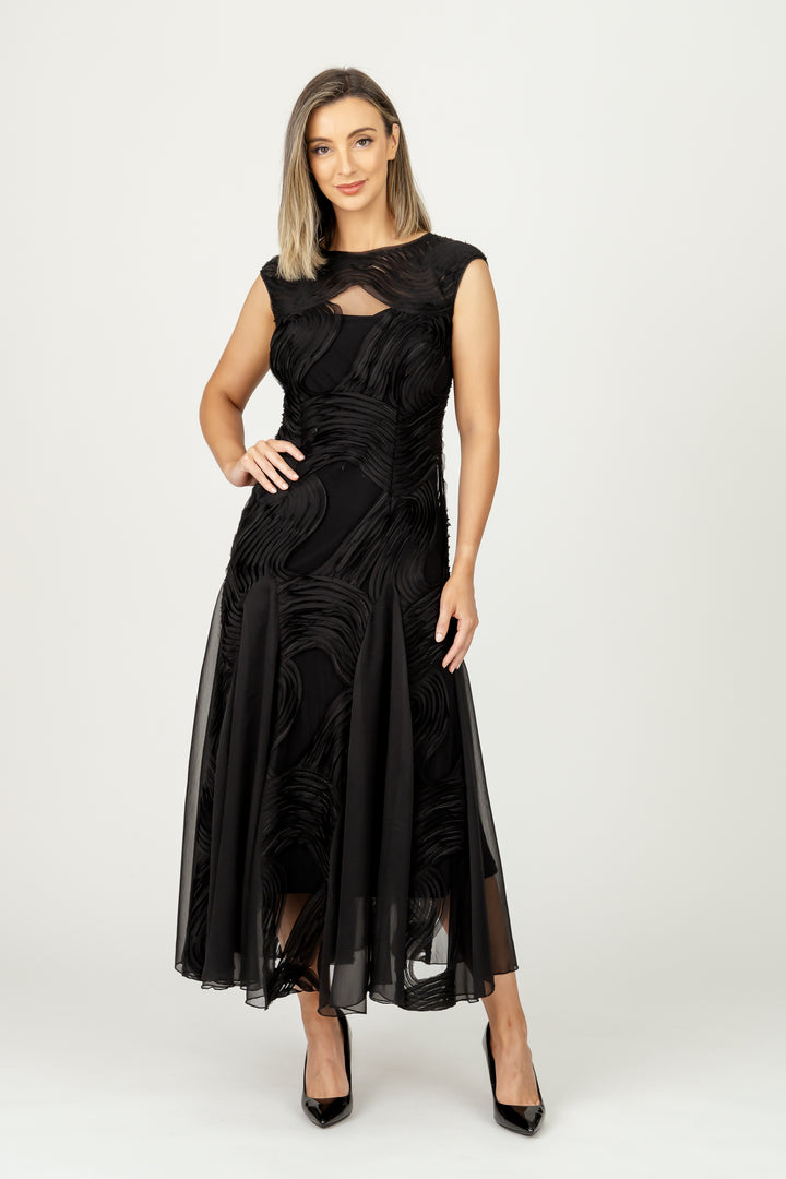 ATLANTIS Cap Sleeve Godet Gown