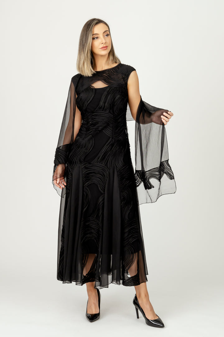 ATLANTIS Cap Sleeve Godet Gown