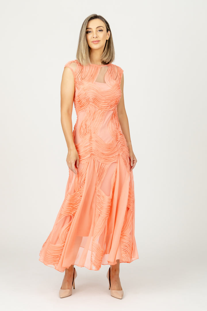 ATLANTIS Cap Sleeve Godet Gown