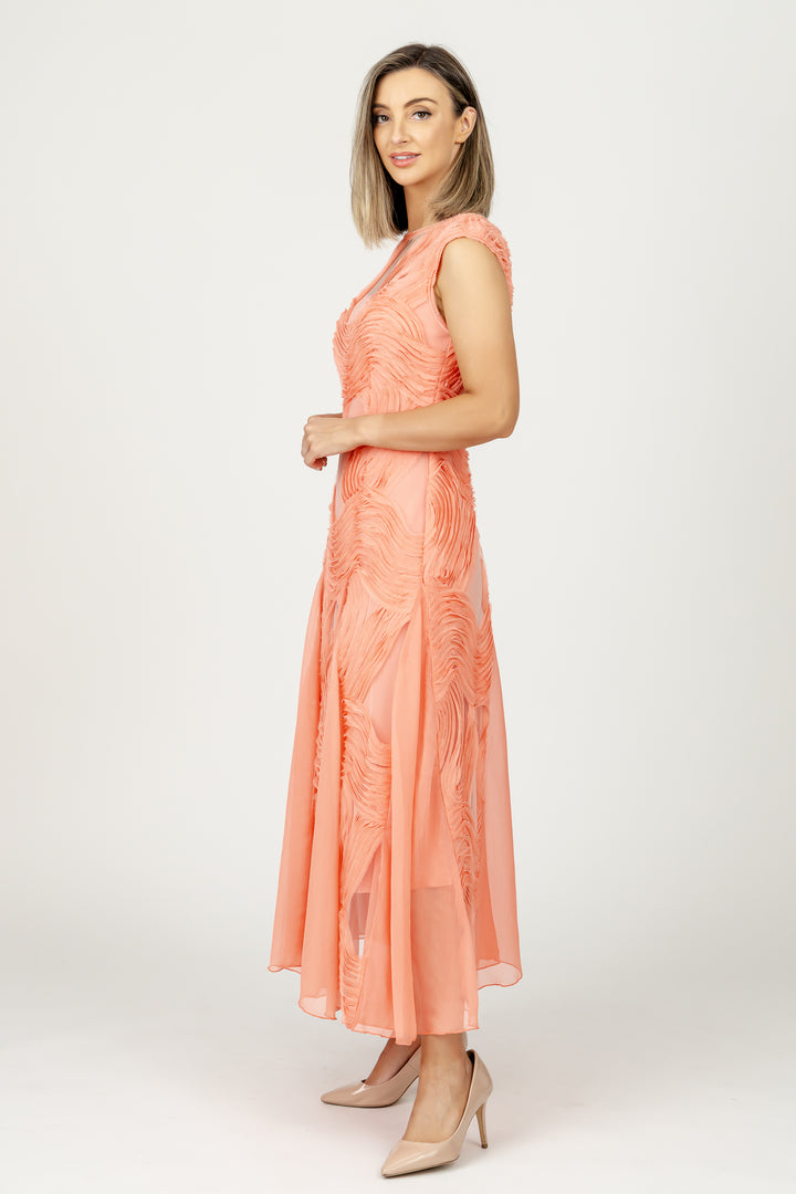 ATLANTIS Cap Sleeve Godet Gown