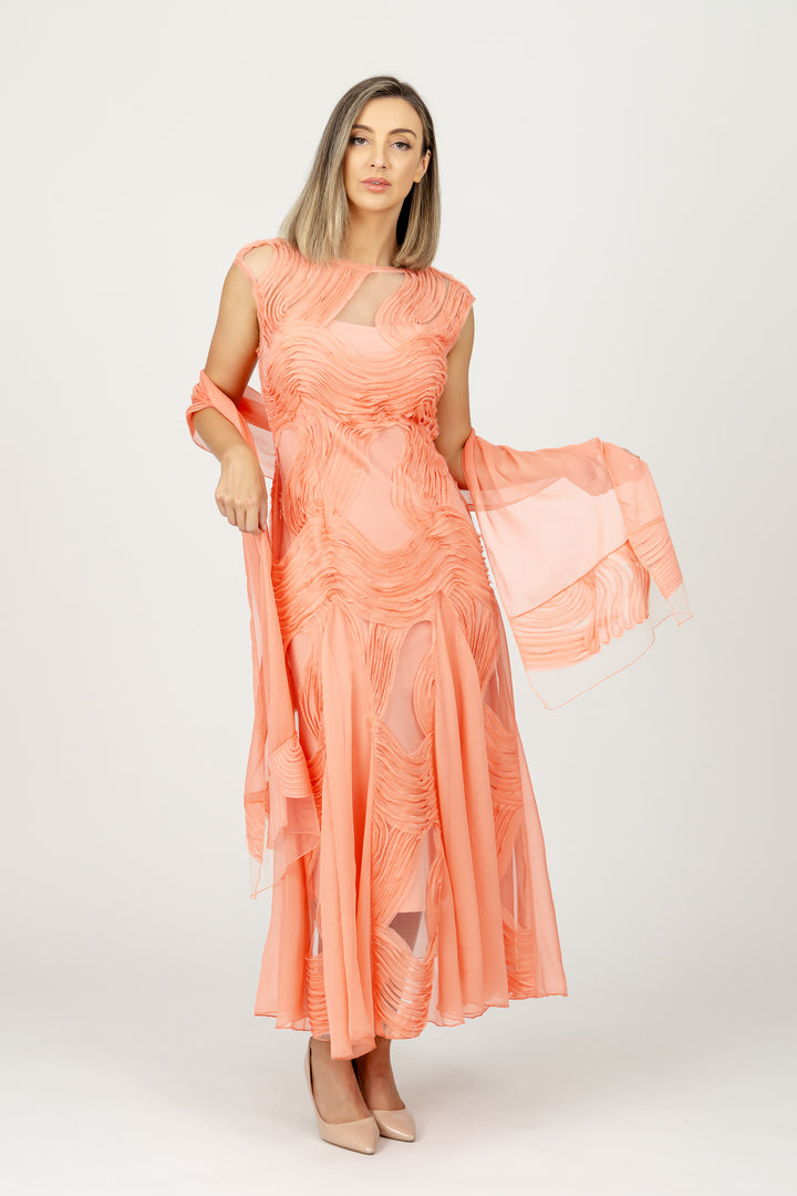 ATLANTIS Cap Sleeve Godet Gown