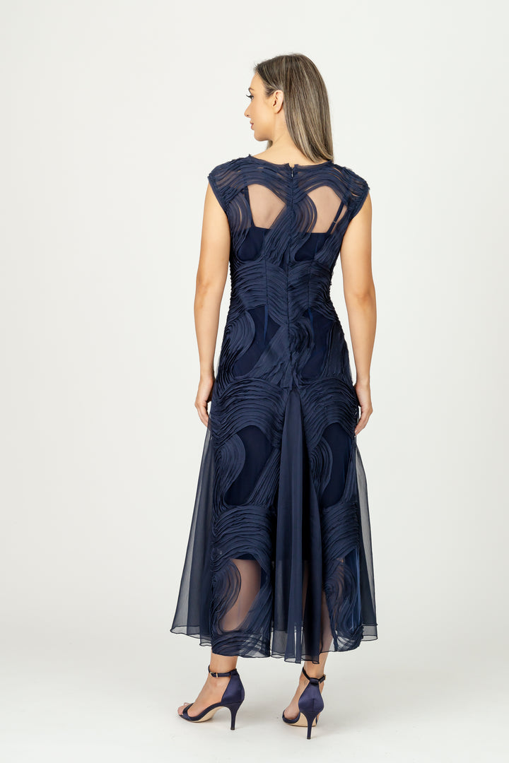ATLANTIS Cap Sleeve Godet Gown