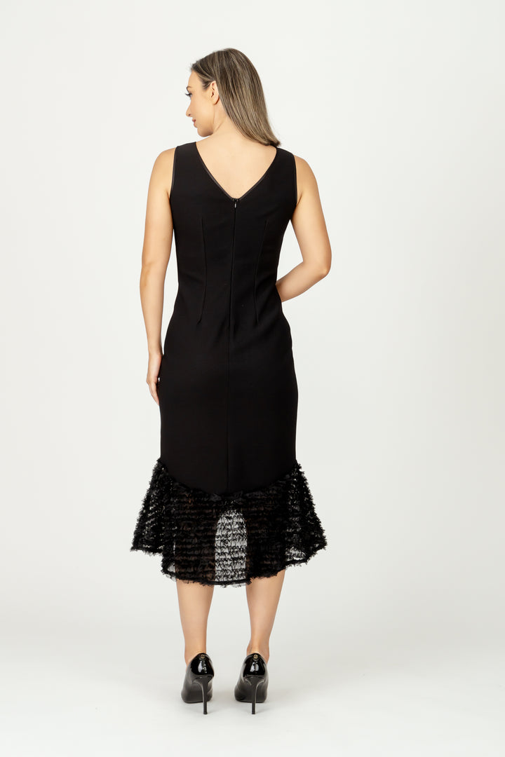 BLACK SWAN Frill Flute Hem Cocktail Dres
