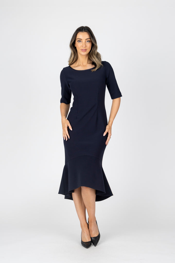 MIM Sleeved Flute Hem Dress