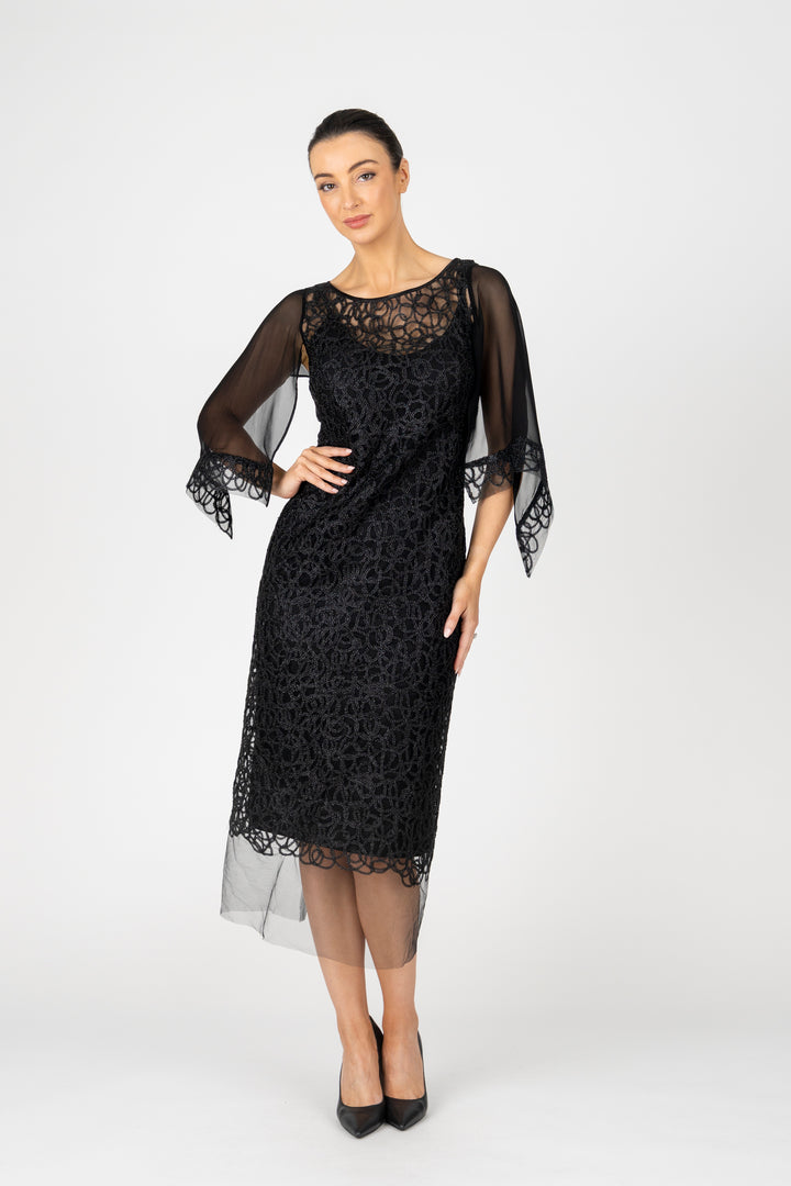 CRYSTAL Chiffon Sleeve Dress