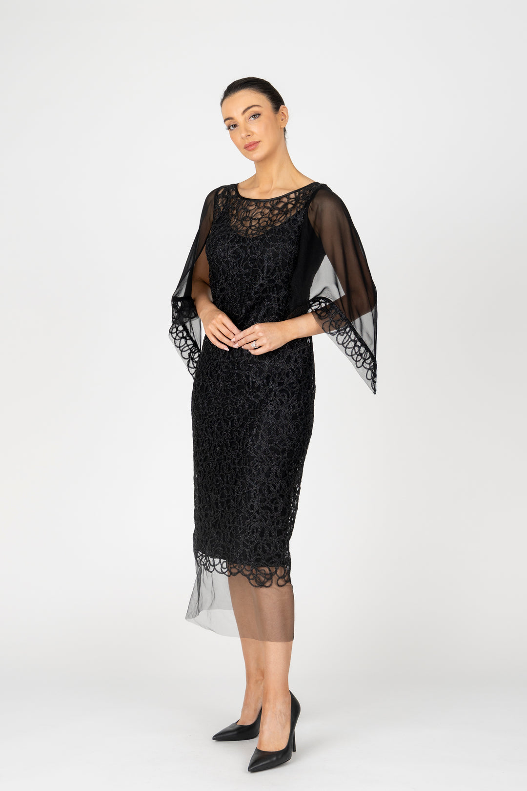 CRYSTAL Chiffon Sleeve Dress