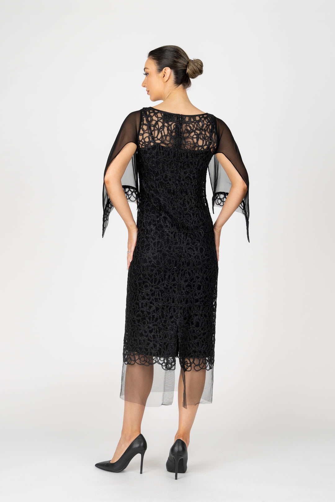 CRYSTAL Chiffon Sleeve Dress