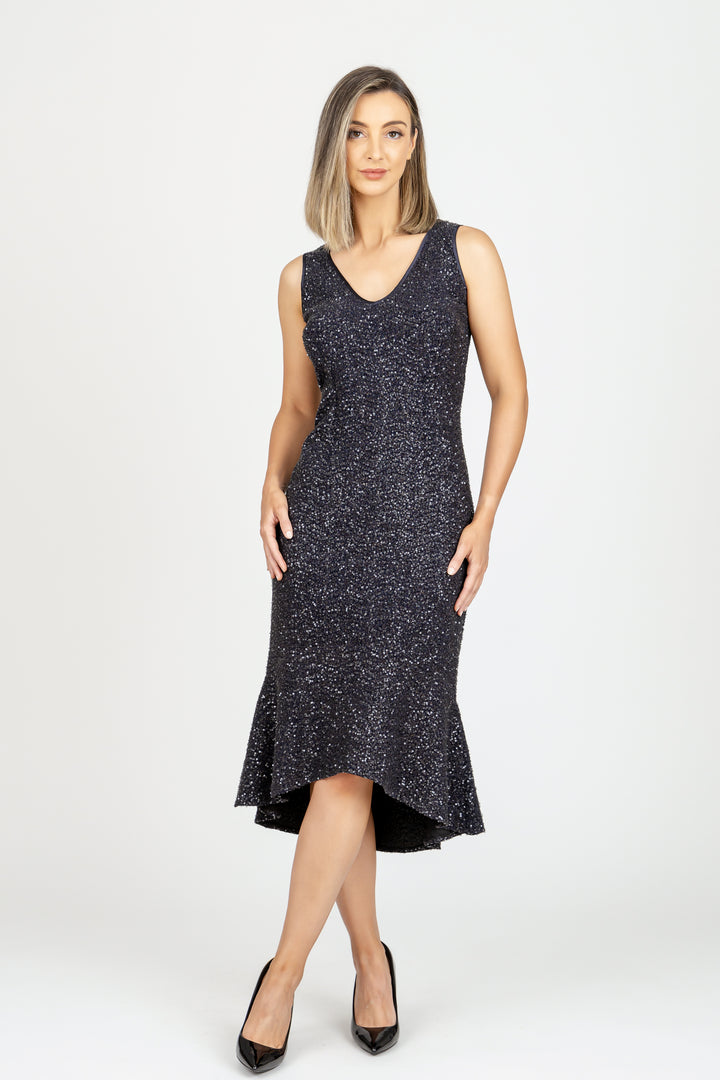 GODDESS Sequin Flute Hem Cocktail Dress