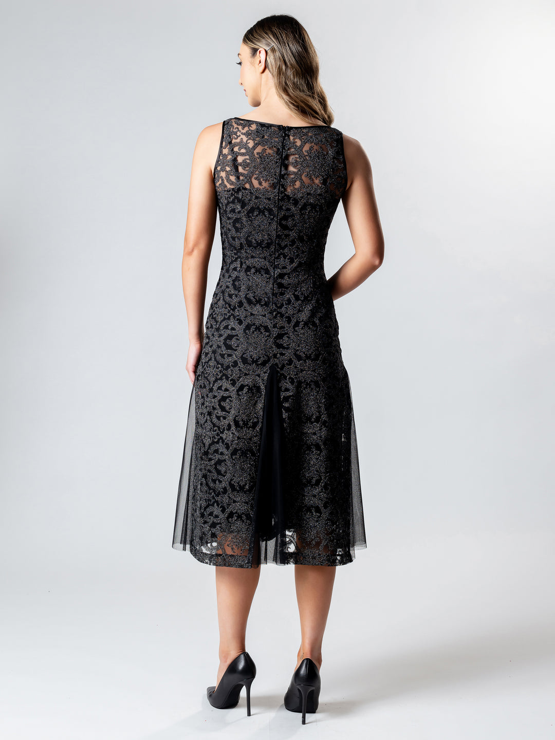 EMILIO Boat Neck Godet Cocktail Dress