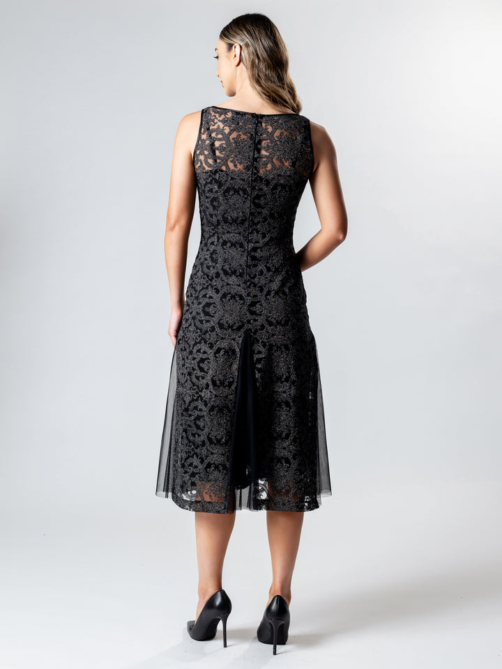 EMILIO Boat Neck Godet Cocktail Dress