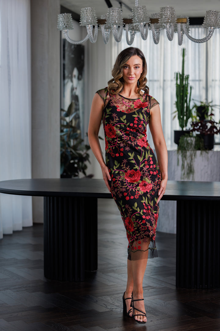 RUBY ROSE Cap Sleeve Midi Dress