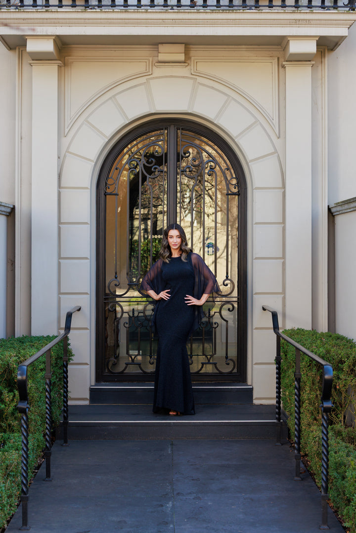 MIDNIGHT Chiffon Sleeve Long Gown