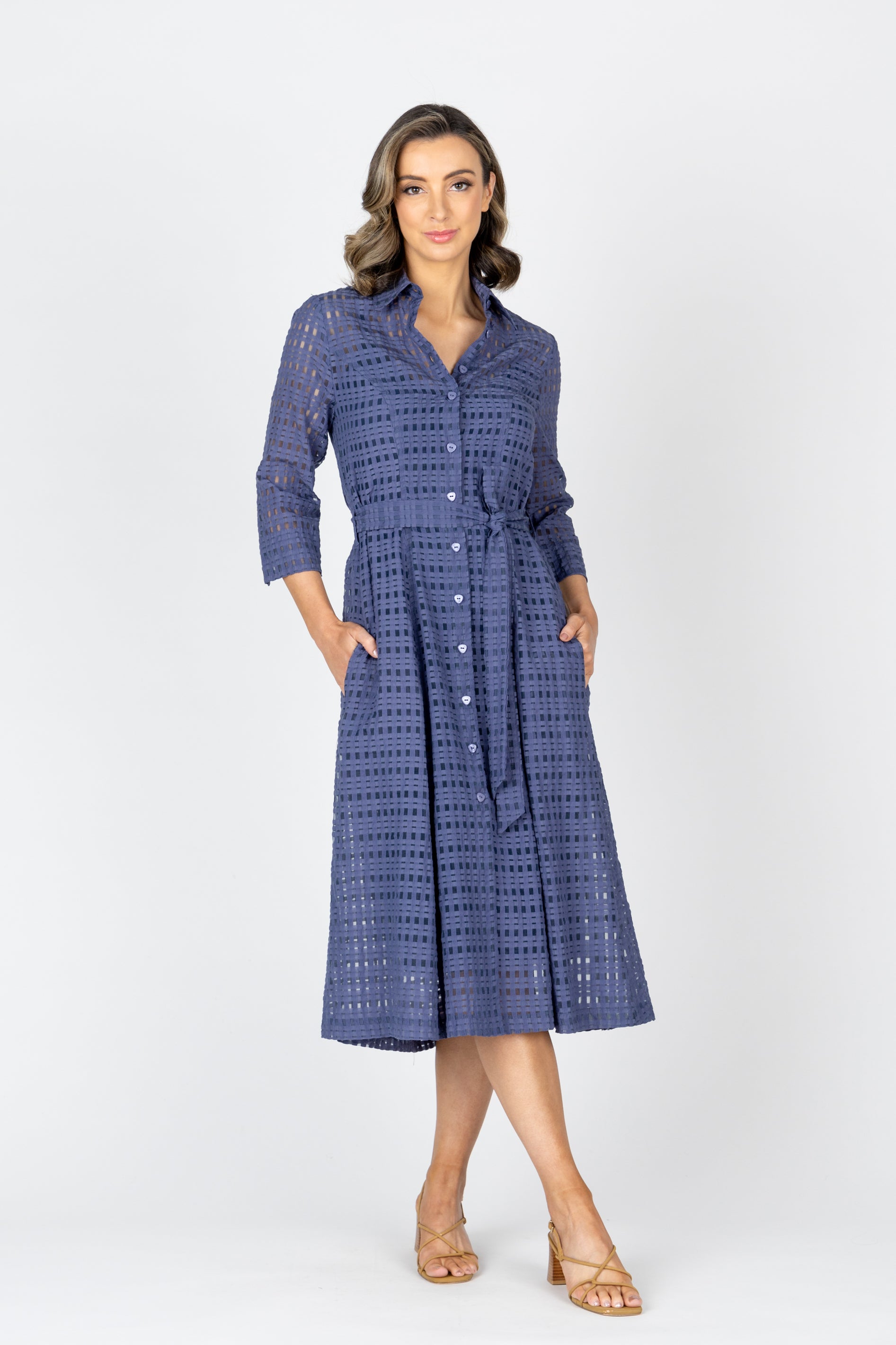 Lisa Barron | MAIA 3/4 Sleeve Shirt Dress | Made in Melbourne
