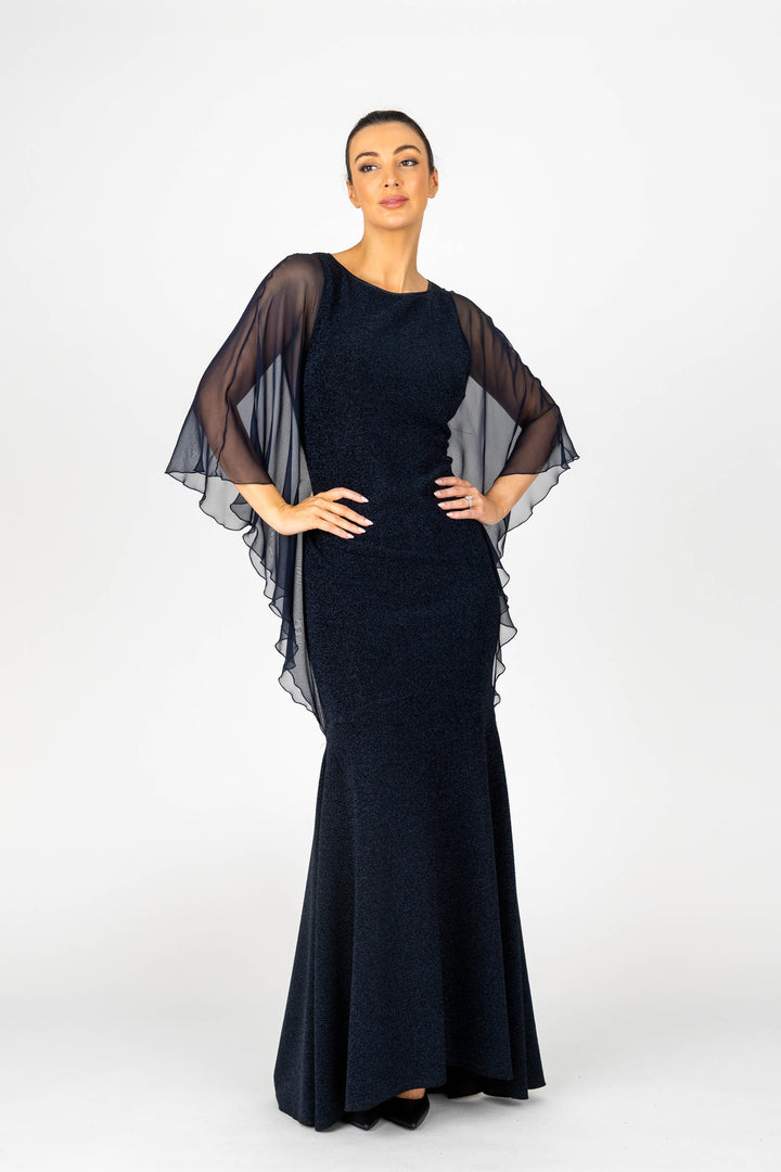 MIDNIGHT Chiffon Sleeve Long Gown