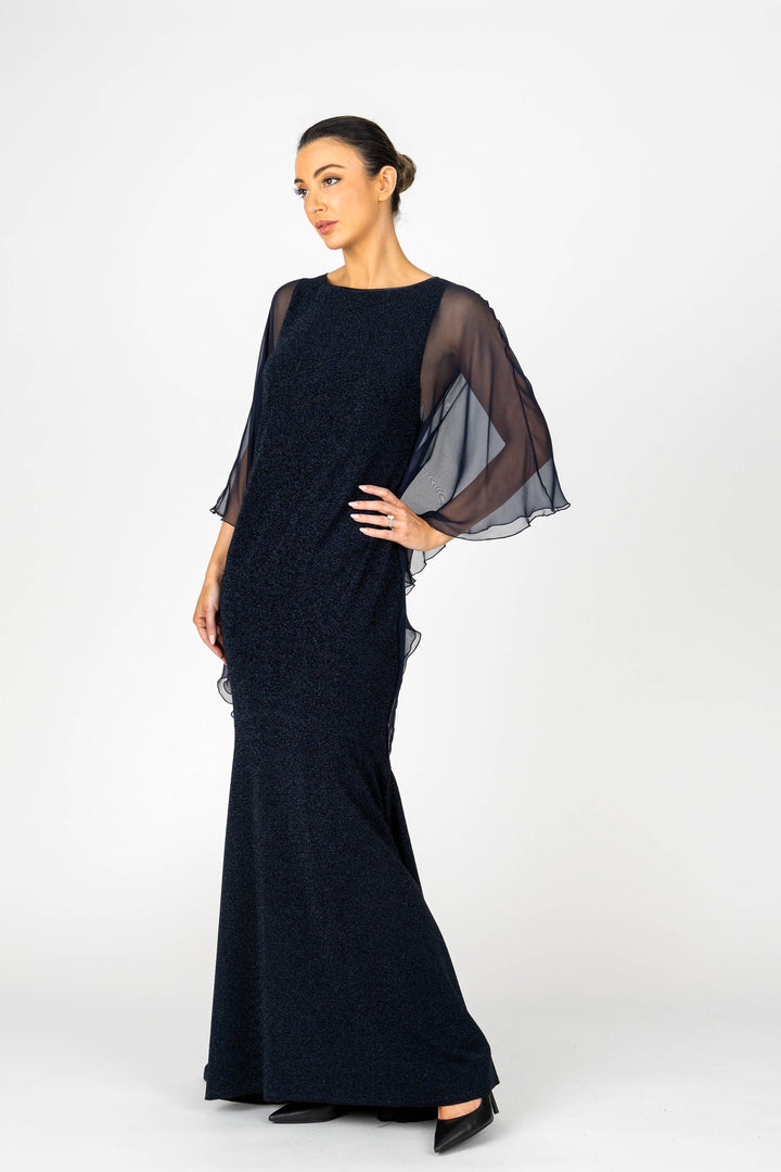 MIDNIGHT Chiffon Sleeve Long Gown