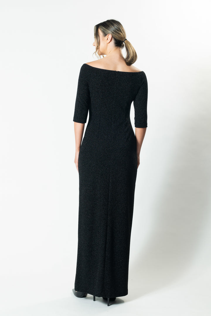 MIDNIGHT 3/4 Sleeve Gather Front Gown