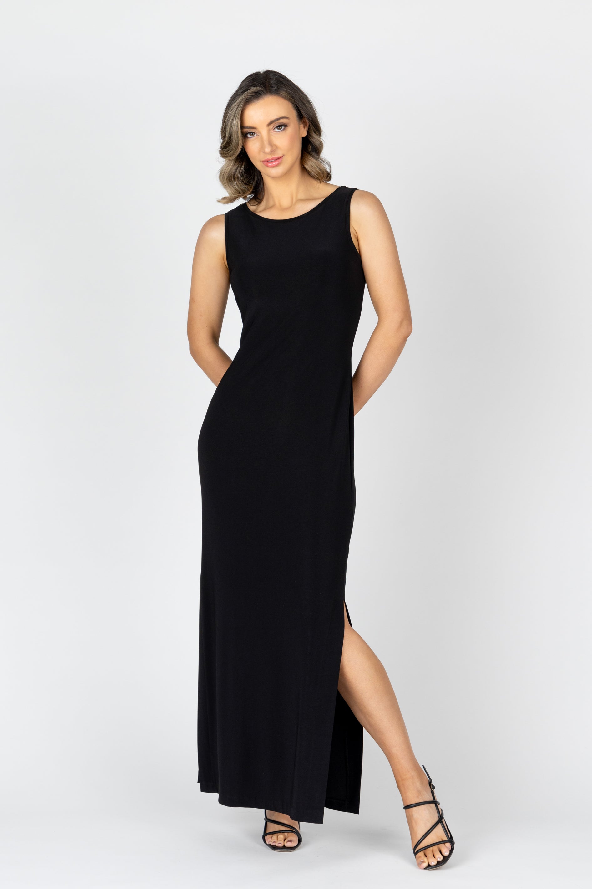 Lisa Barron MIM Side Split Maxi Dress Made in Melbourne Australia