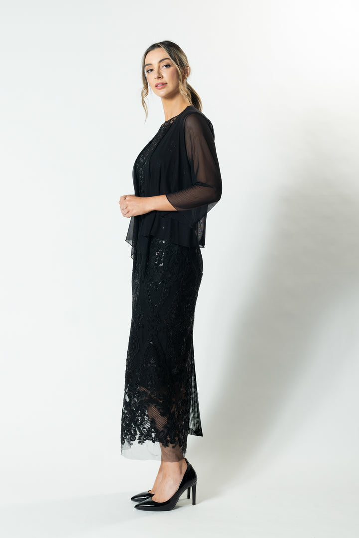 MIM Tulle Tie Front Cocktail Cardigan