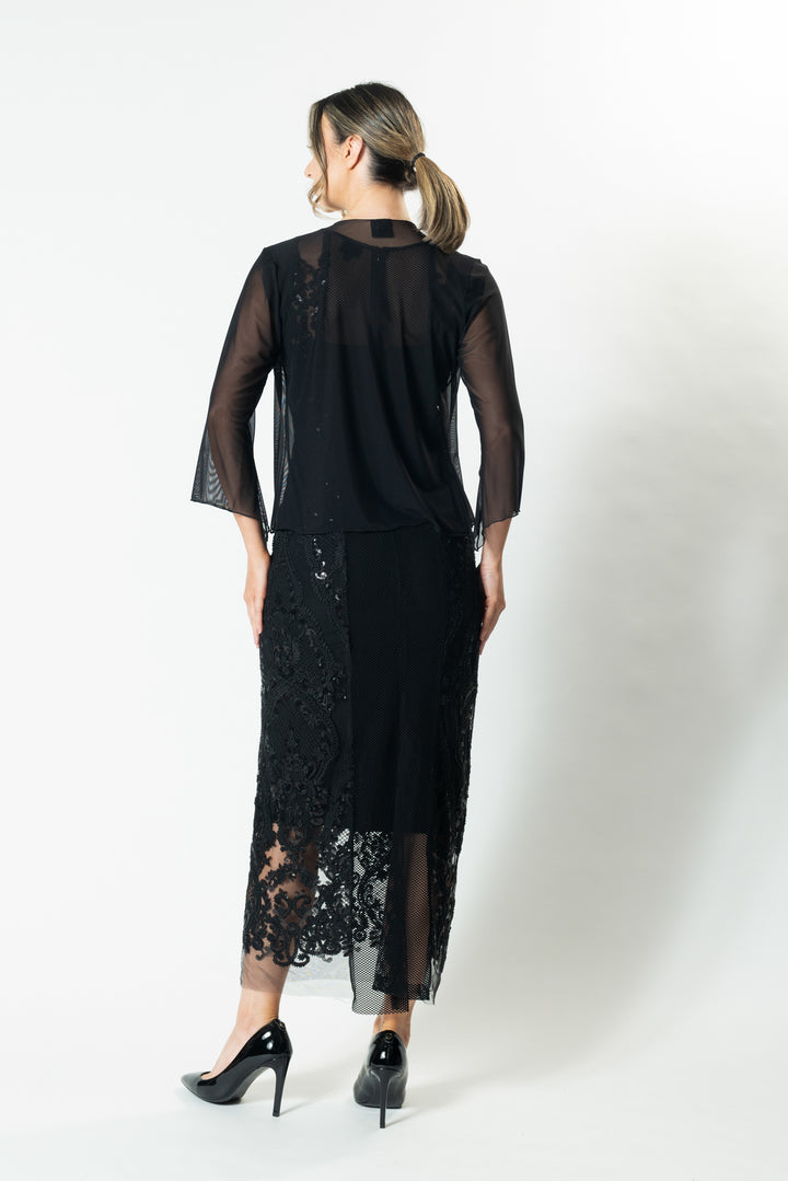 MIM Tulle Tie Front Cocktail Cardigan