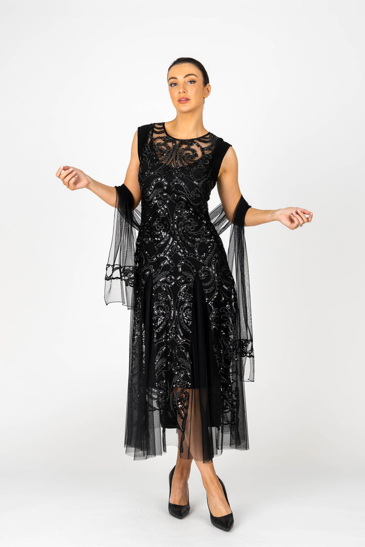 NINA Cap Sleeve Godet Gown