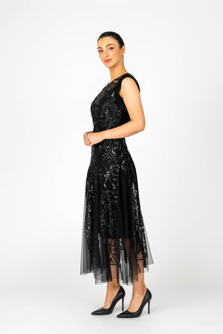 NINA Cap Sleeve Godet Gown