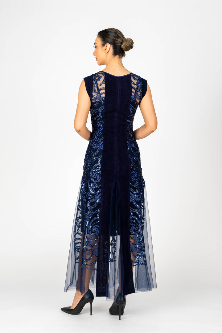 NINA Cap Sleeve Godet Gown