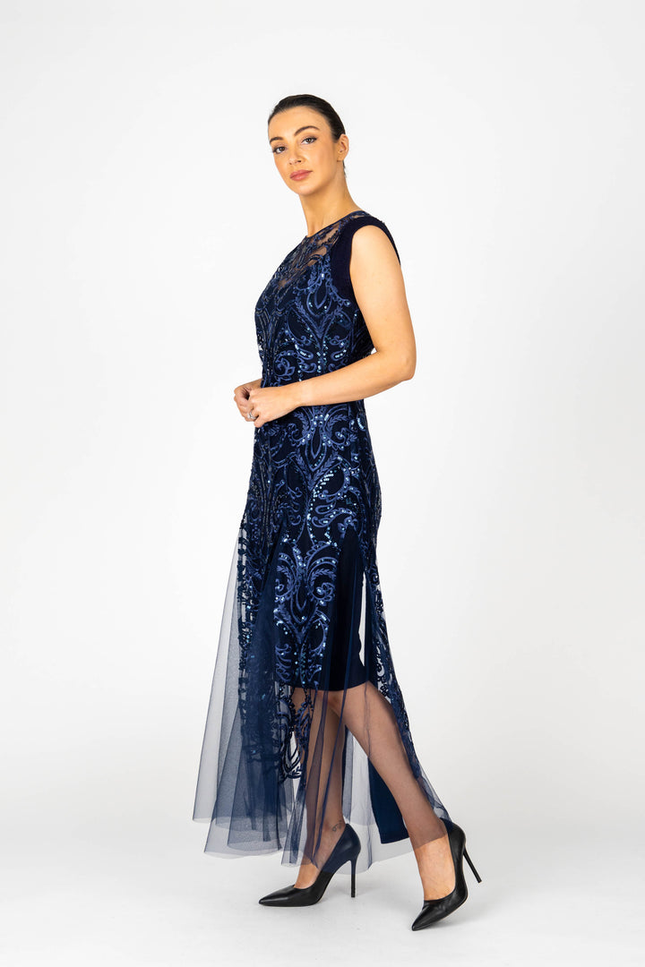 NINA Cap Sleeve Godet Gown