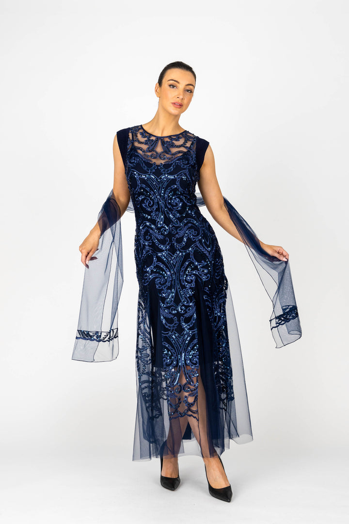 NINA Cap Sleeve Godet Gown