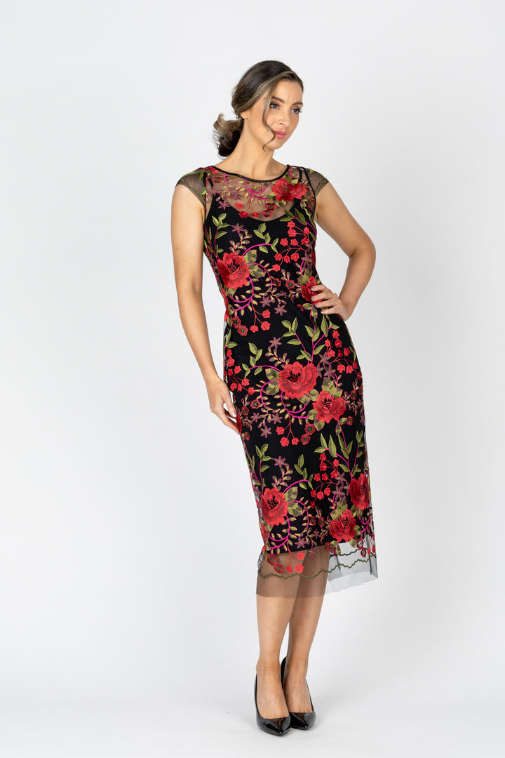 RUBY ROSE Cap Sleeve Midi Dress