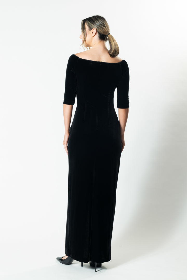 SILHOUETTE Gather Front 3/4 Sleeve Gown