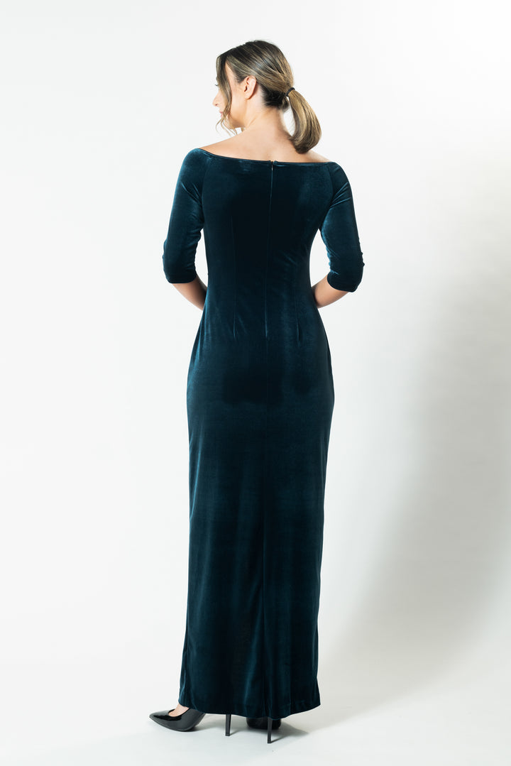 SILHOUETTE Gather Front 3/4 Sleeve Gown