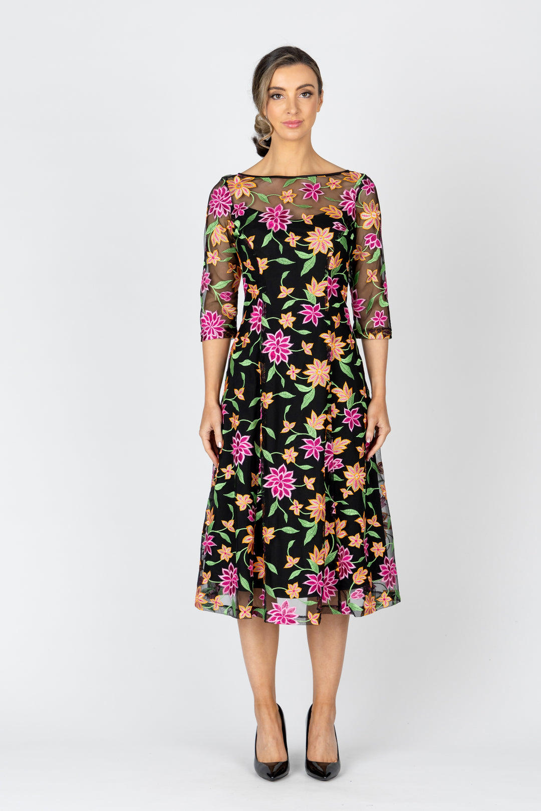 SUNSET 3/4 Sleeve A-Line Dress