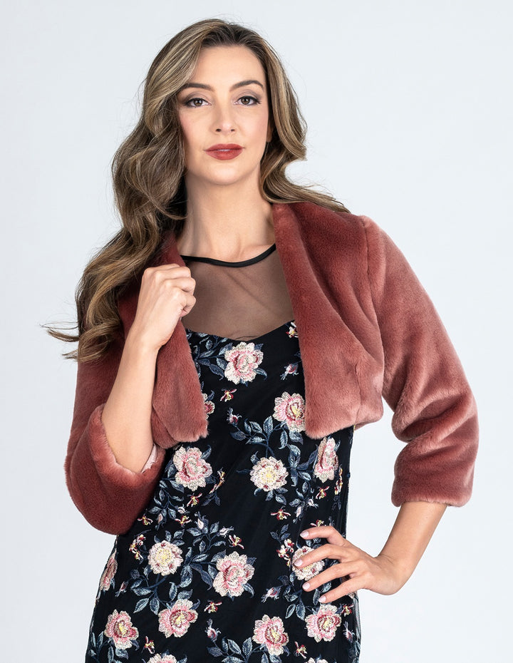 GLASGOW Cropped Faux Fur Jacket
