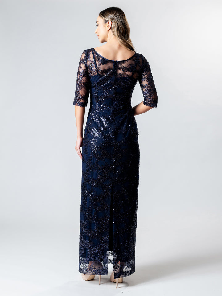 NAUTILAS 3/4 Sleeve Evening Gown