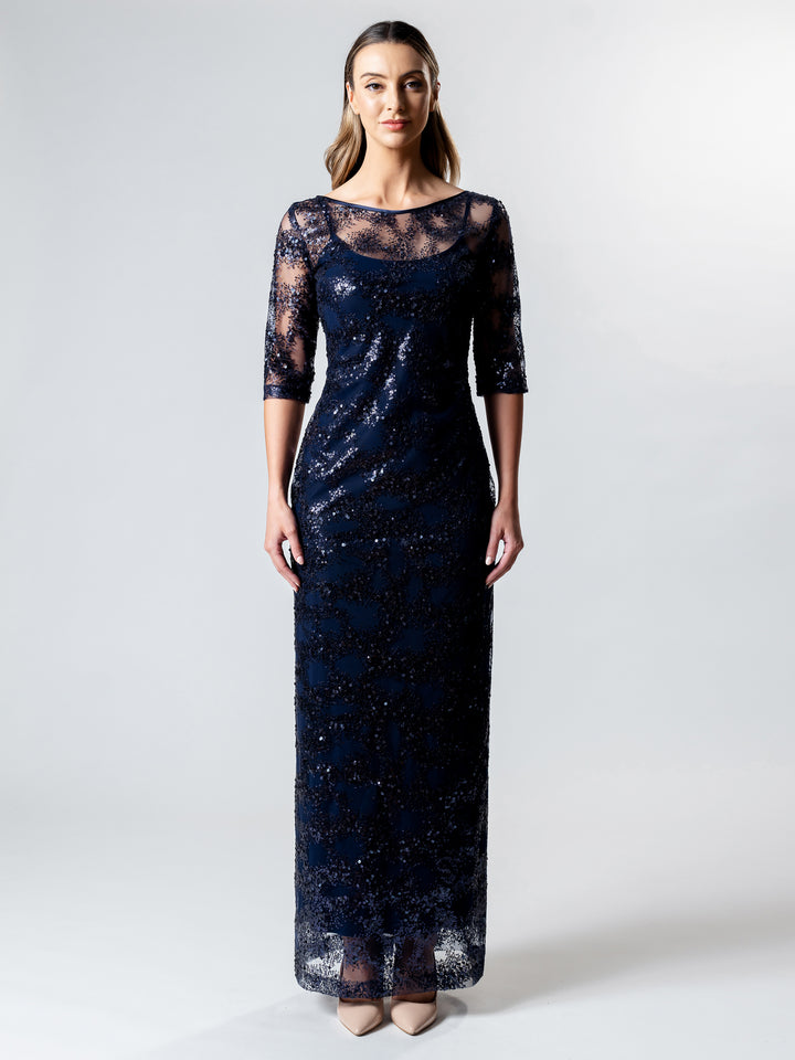 NAUTILAS 3/4 Sleeve Evening Gown