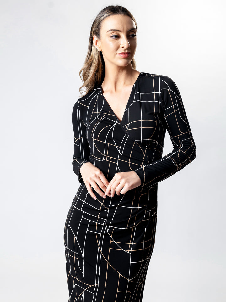 OASIS Long Sleeve Wrap Dress