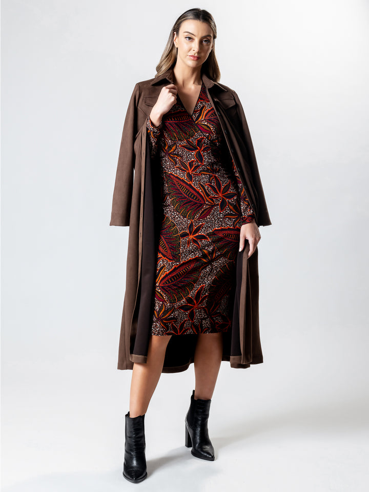 OASIS Long Sleeve Wrap Dress