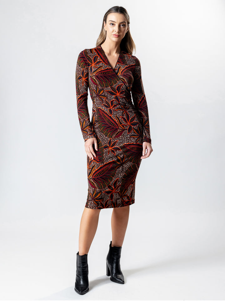 OASIS Long Sleeve Wrap Dress