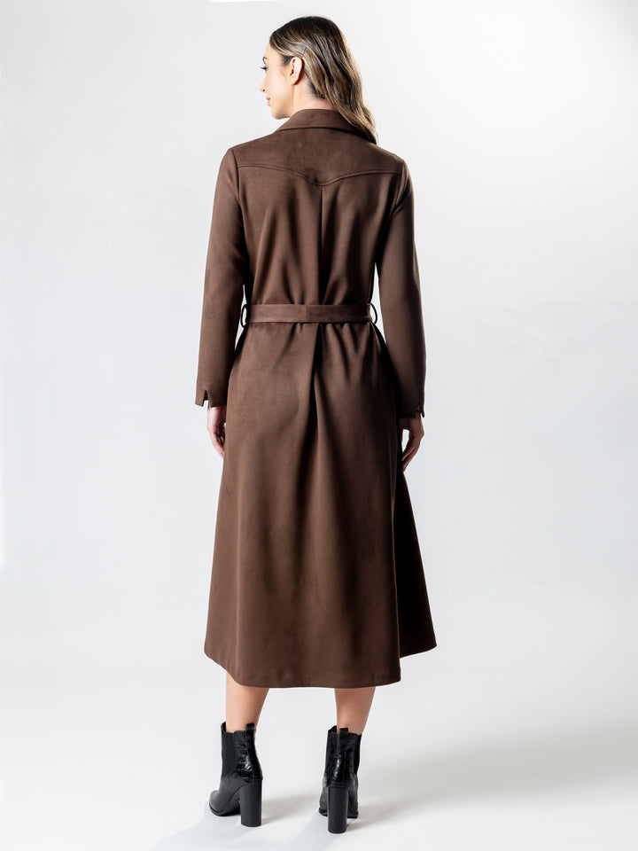 OXFORD Long-Line Suedette Coat Dress