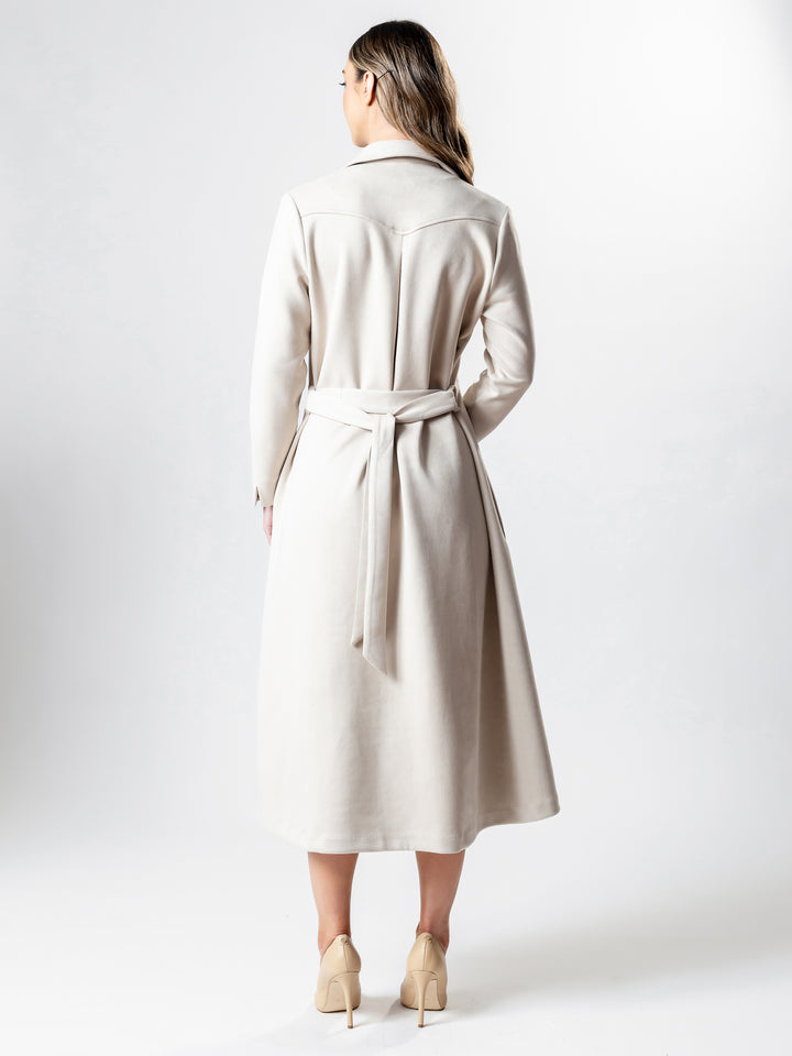 OXFORD Long-Line Suedette Coat Dress