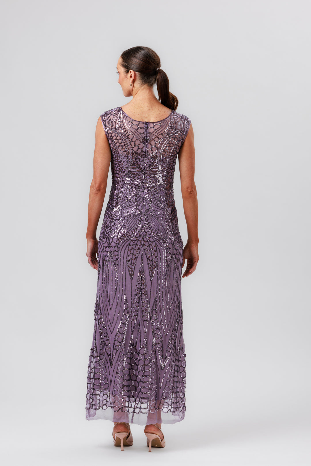 ANASTASIA V-Neck Cap Sleeve Gown