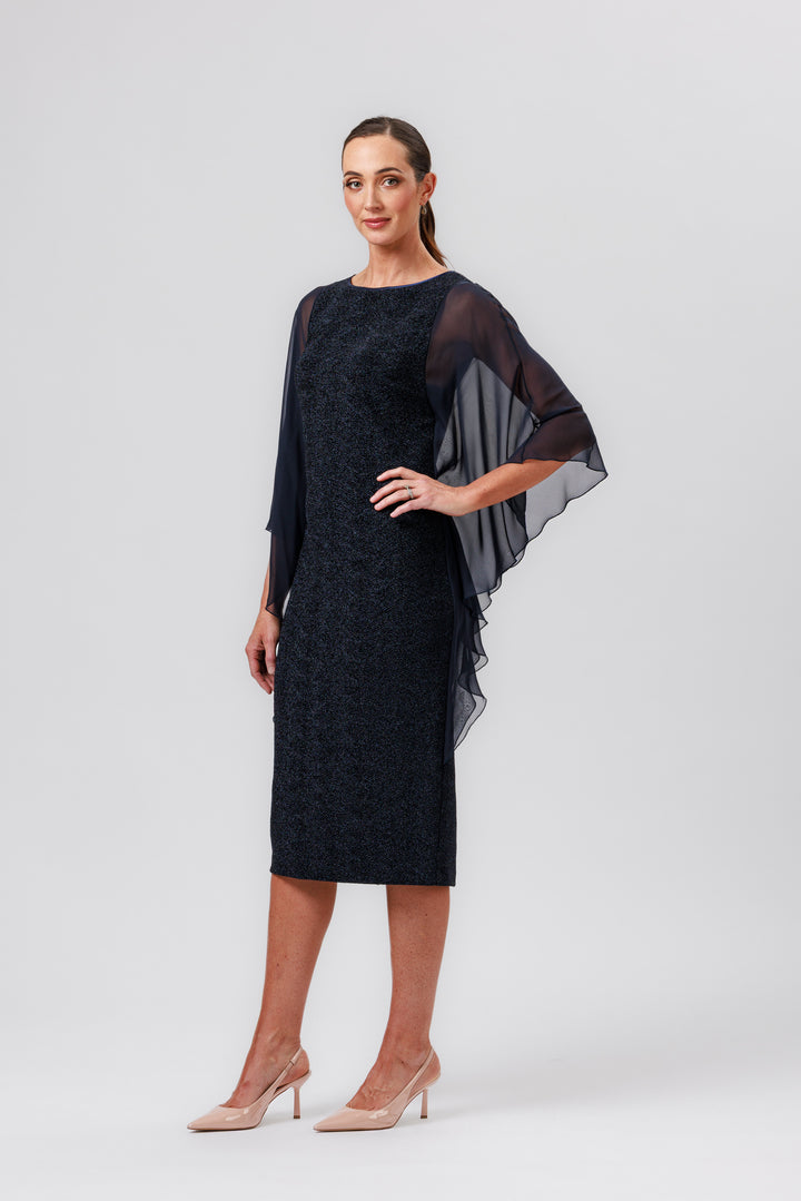 AVALON Drape Sleeve Midi Dress