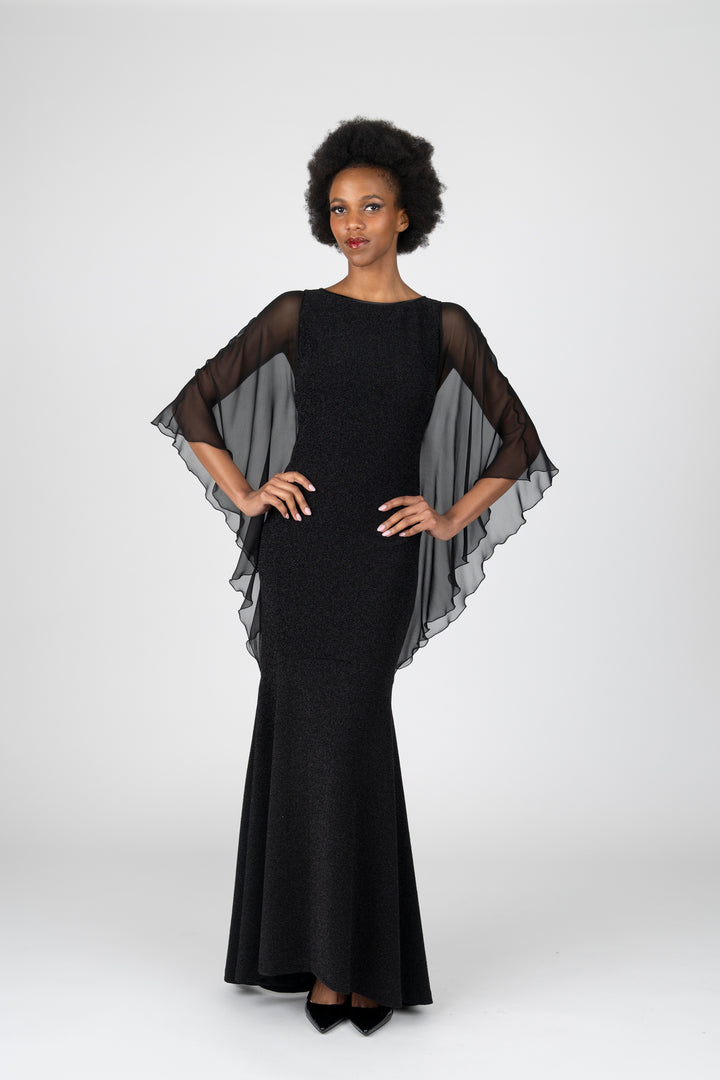 AVALON Chiffon Drape Sleeve Gown