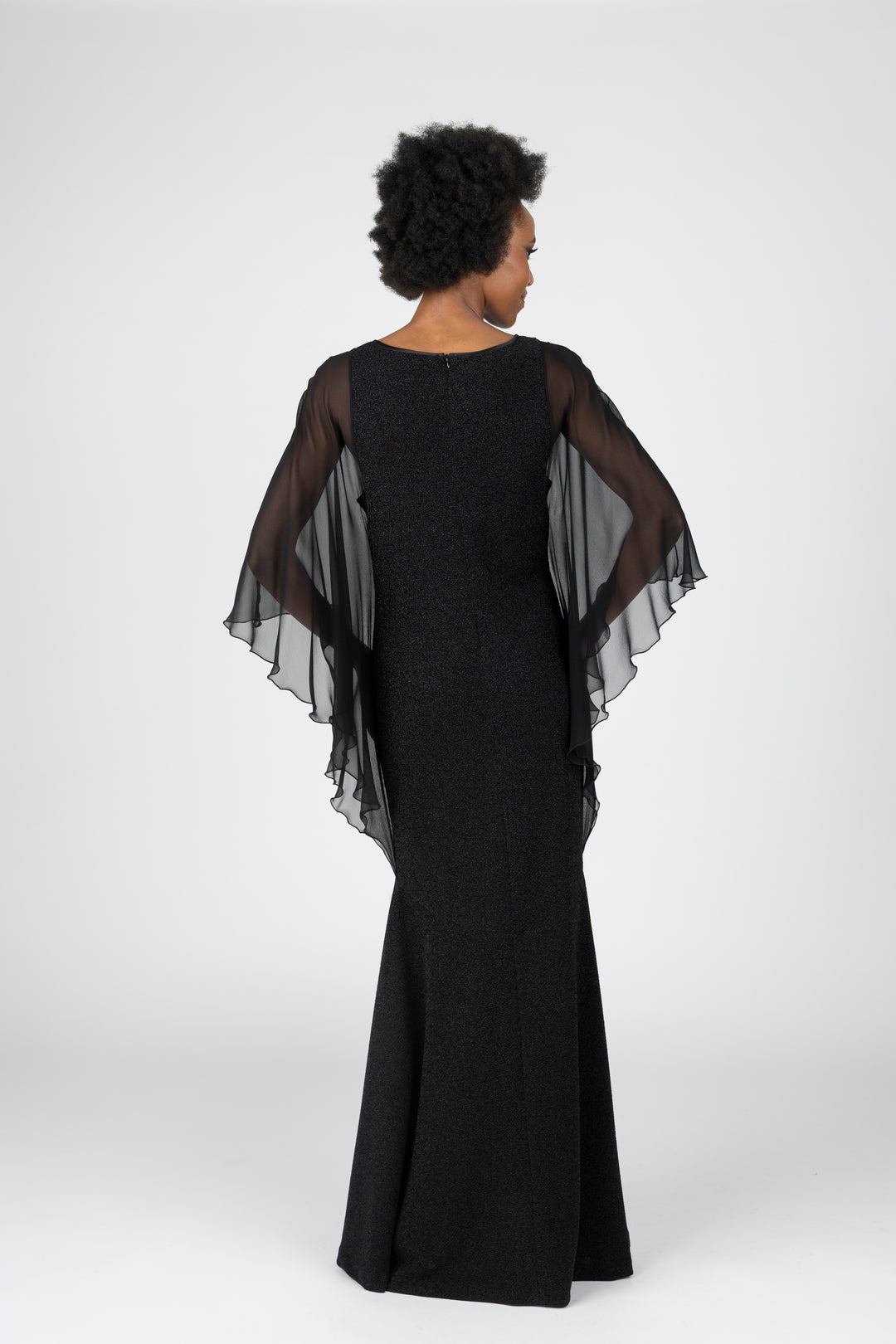 AVALON Chiffon Drape Sleeve Gown