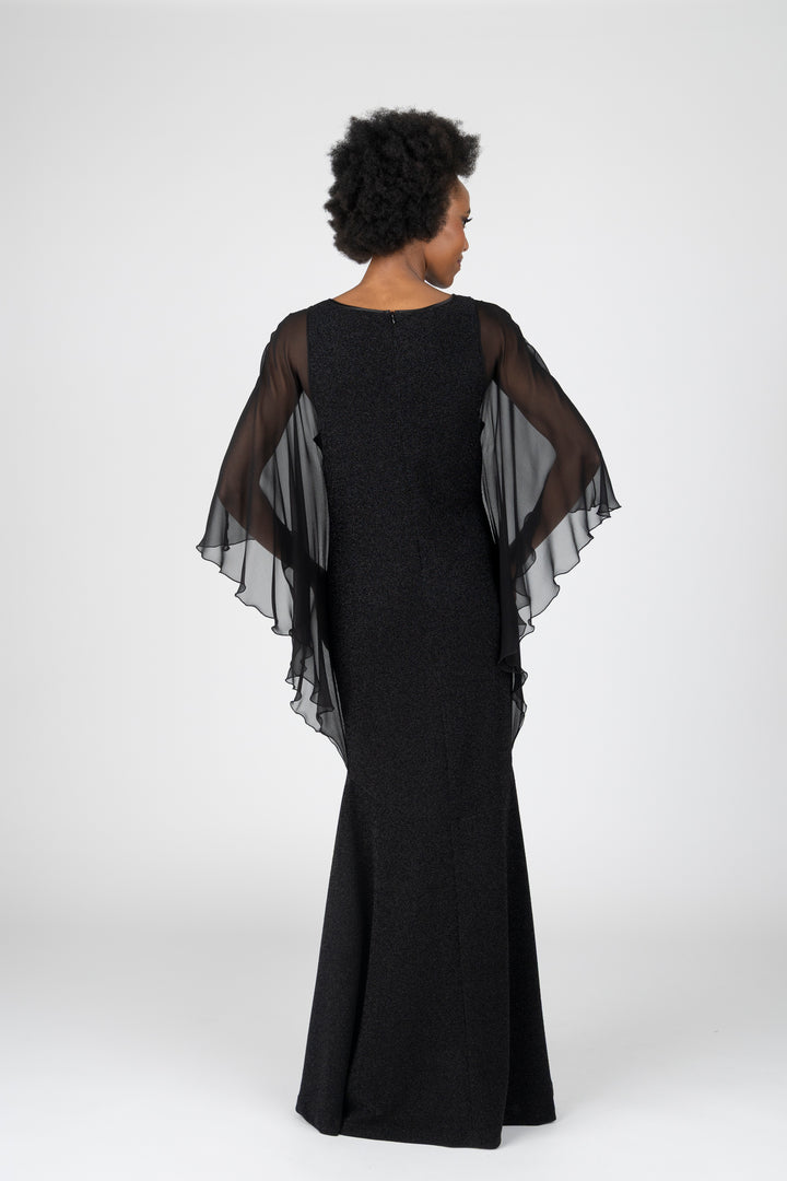 AVALON Chiffon Drape Sleeve Gown