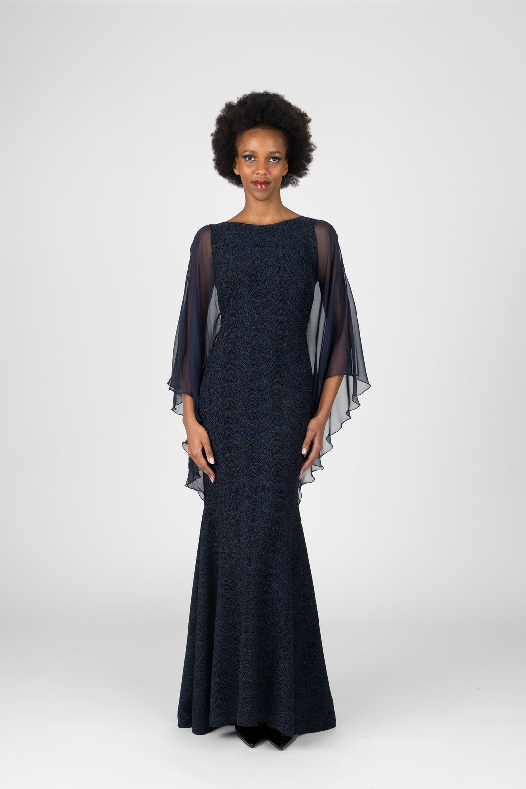 AVALON Chiffon Drape Sleeve Gown