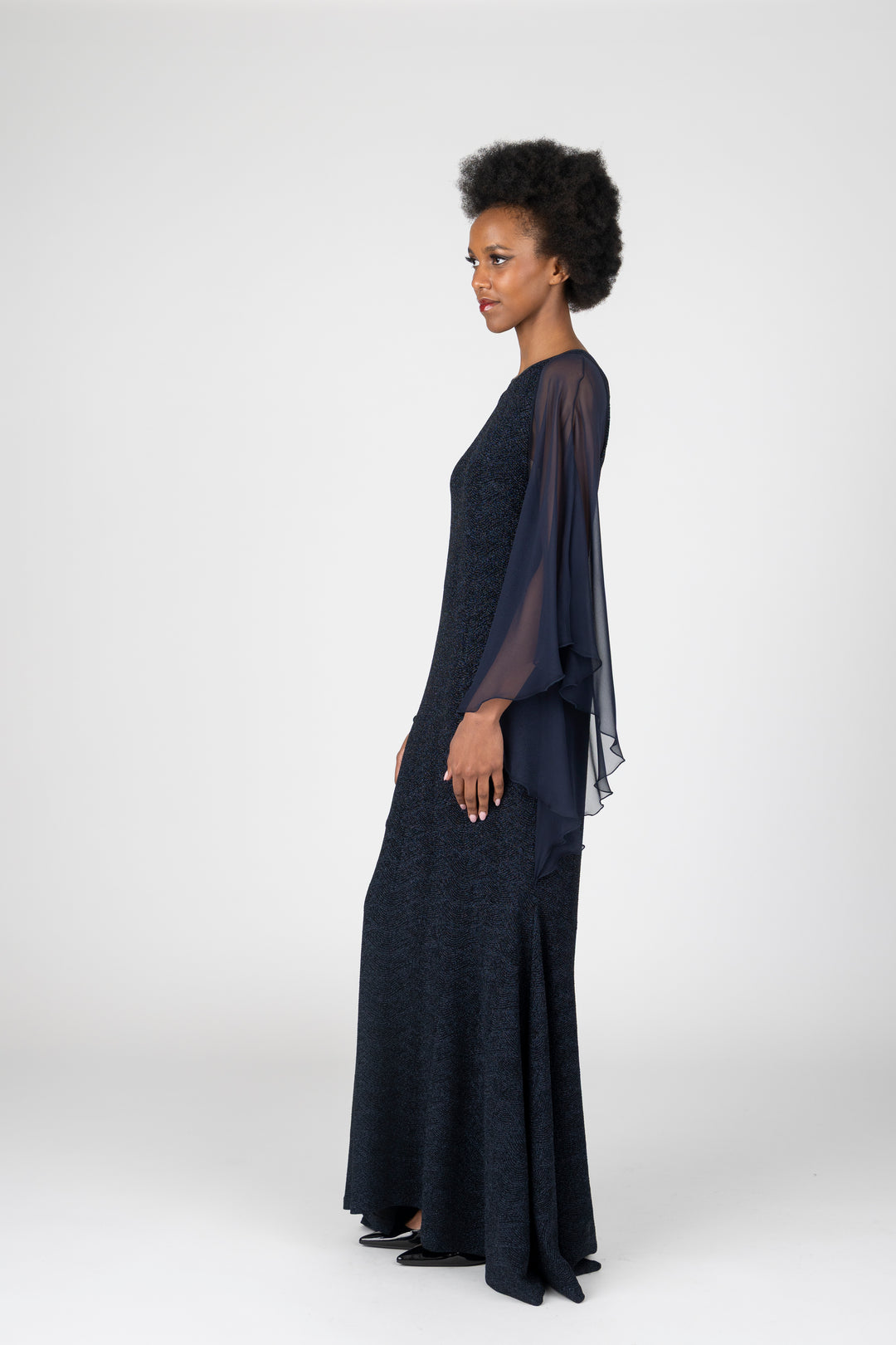 AVALON Chiffon Drape Sleeve Gown